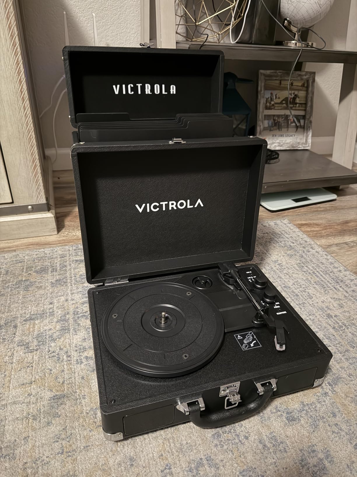 Victrola Journey Glow - Lightshow Bluetooth Suitcase Record Player - Black | Suitcase turntable, 18 RGB light modes, built-in stereo speakers, two-way Bluetooth (VINYLSTREAM out), RCA and headphone jack customer photo 2