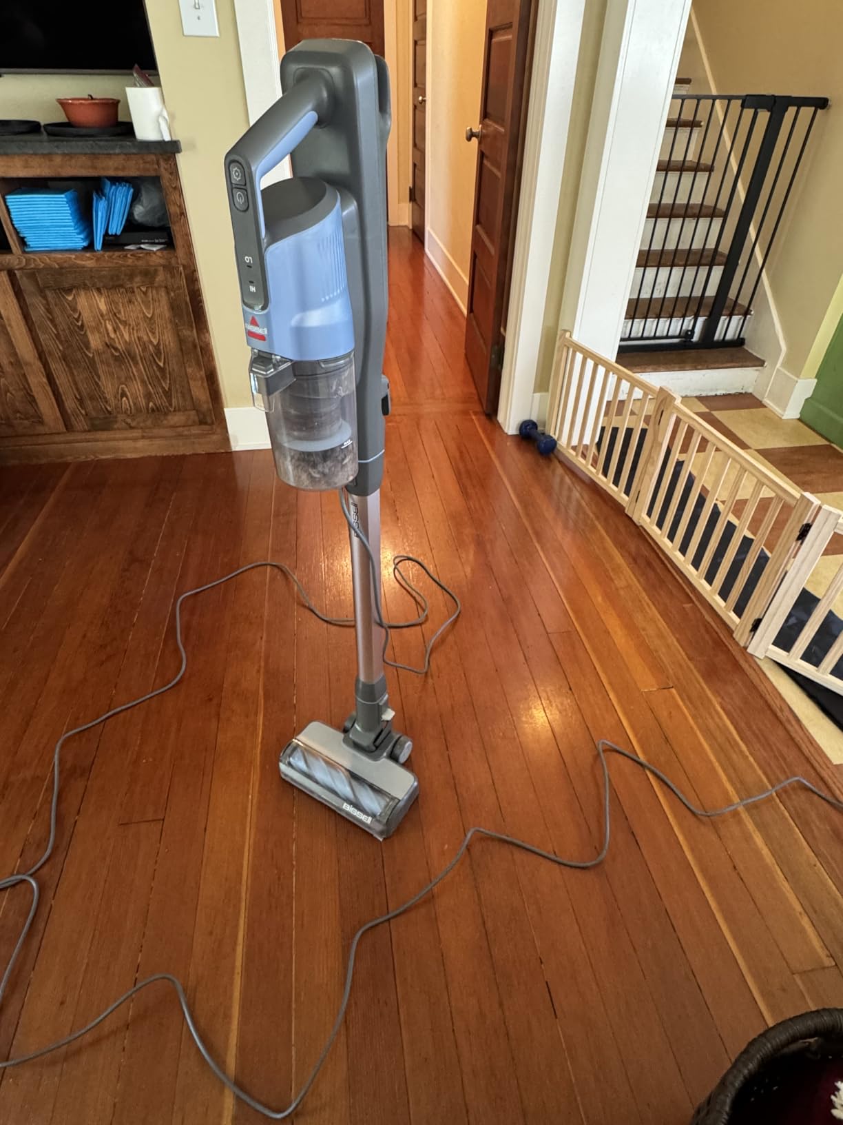 Bissell PowerClean FurFinder Corded Stick Vacuum, HEPA, 4282K | 30-foot power cord; self-standing design; bright headlights; tangle-free brush for pet hair pickup customer photo 1