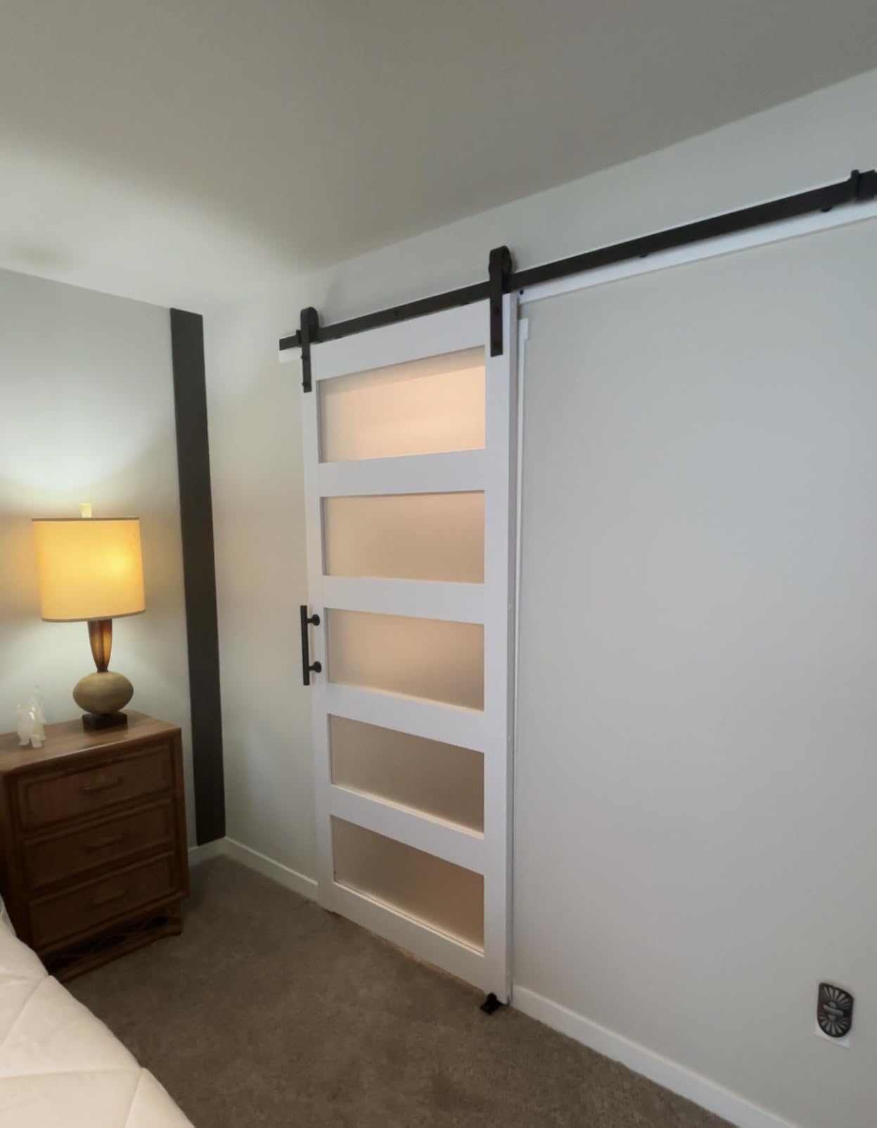 36in x 84in Sliding Glass Barn Door with 4ft Hardware Kit, Easy Assembly with Pre-Drilled Holes, Waterproof, Frosted Glass customer photo 2