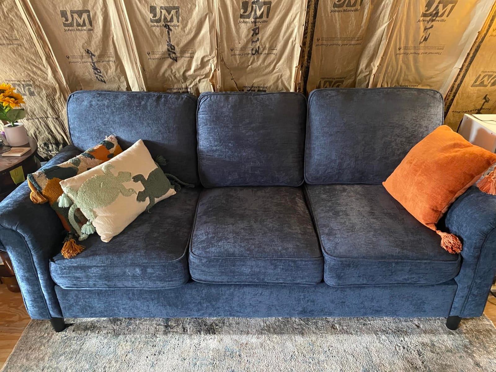 3 Seater Couch, Mid Century Modern Sofa with Rolled Arms and Deep Seats, Fluffy Comfort for Living Room, Apartment, Easy Assembly, Beige customer photo 1