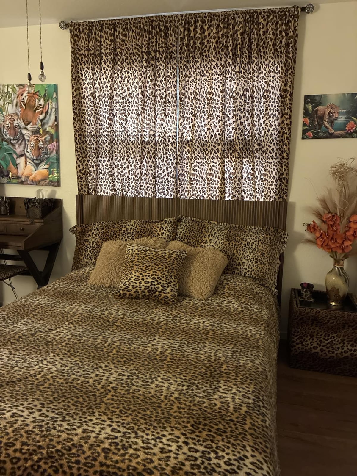 King Size Headboard Only, Modern Fluted Wall-Mounted Head Board with Lighting, Boho Wood Bed Headboard Stylish Bedroom Decor, Natural customer photo 2