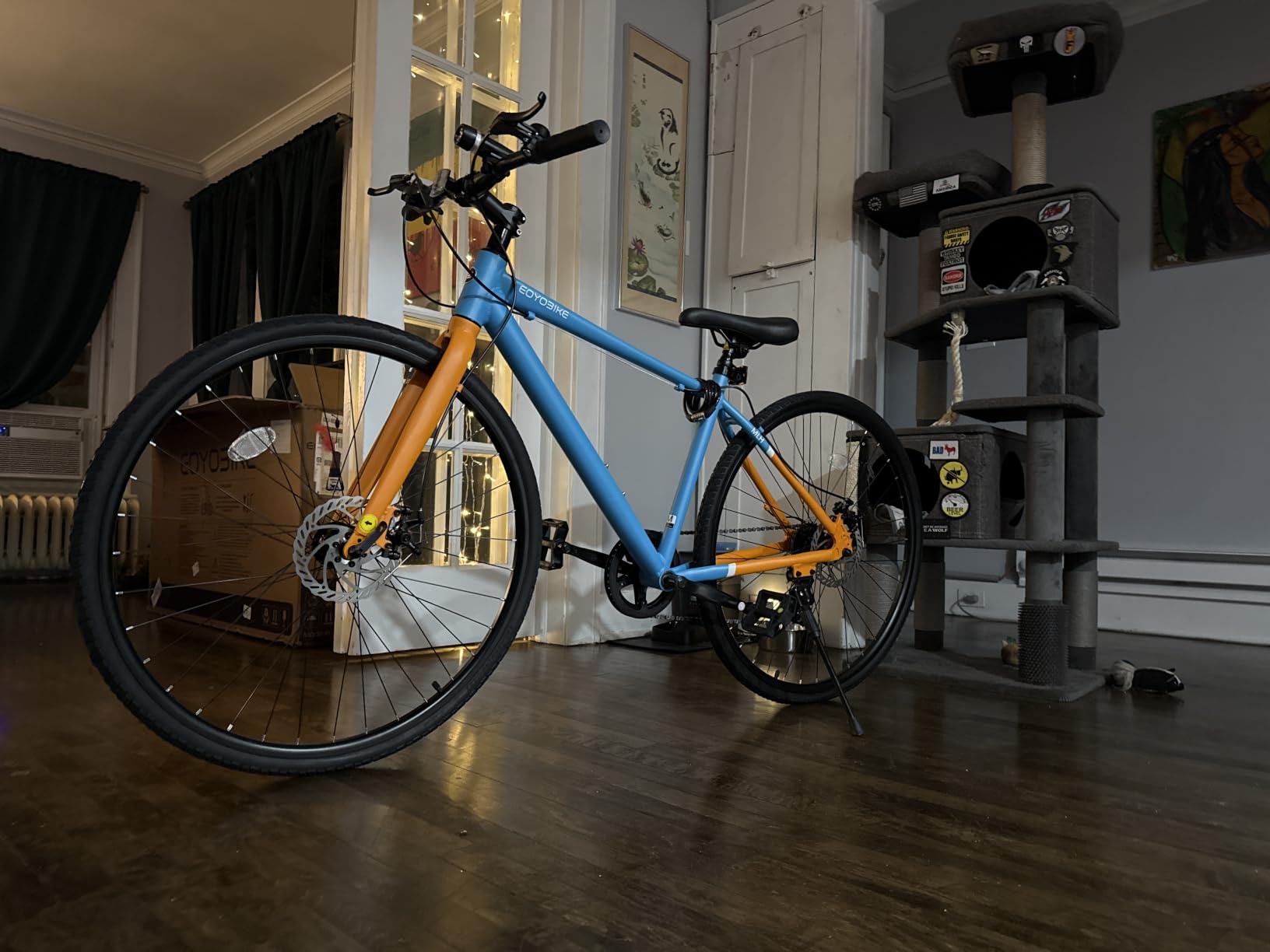 MOONCOOL Hybrid Bike for Adults, 8-Speed Commuter Bicycle, Aluminum Frame | Weighs 29.5 lb yet supports 350 lb, dual disc brakes, upright geometry and 85% pre-assembly customer photo 1