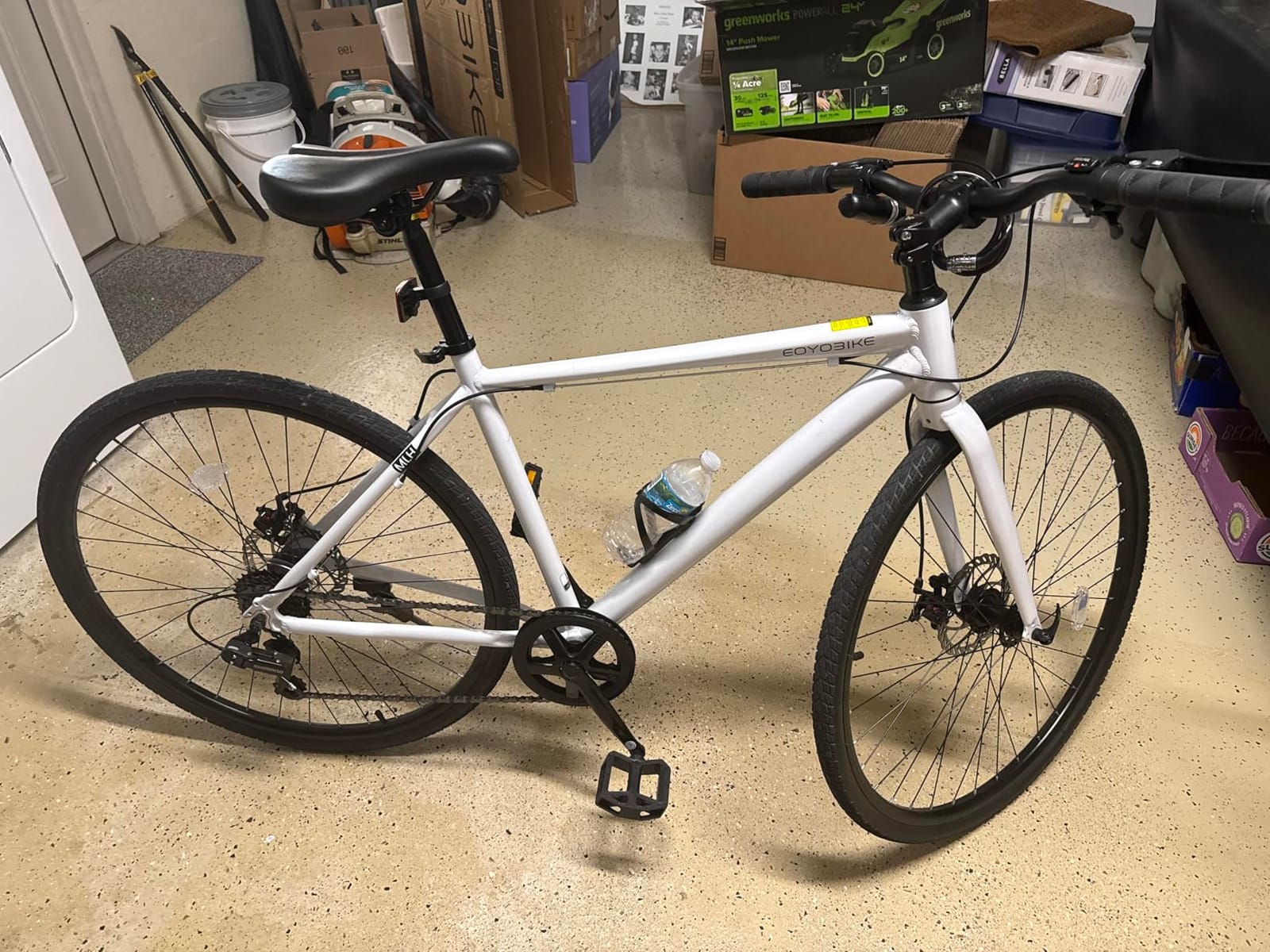 MOONCOOL Hybrid Bike for Adults, 8-Speed Commuter Bicycle, Aluminum Frame | Weighs 29.5 lb yet supports 350 lb, dual disc brakes, upright geometry and 85% pre-assembly customer photo 2