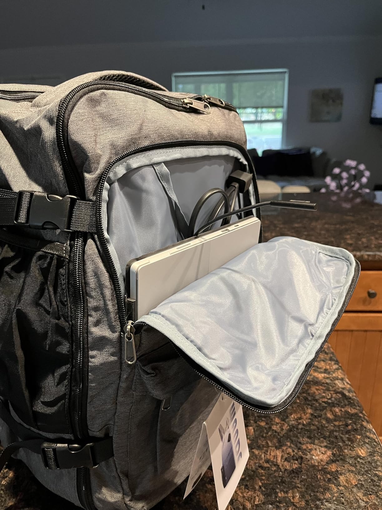 WANDF Personal Item Travel Bag 17x10x9, Carry On Laptop Backpack (Black) | Airline Underseat Approved, Fits 15.6