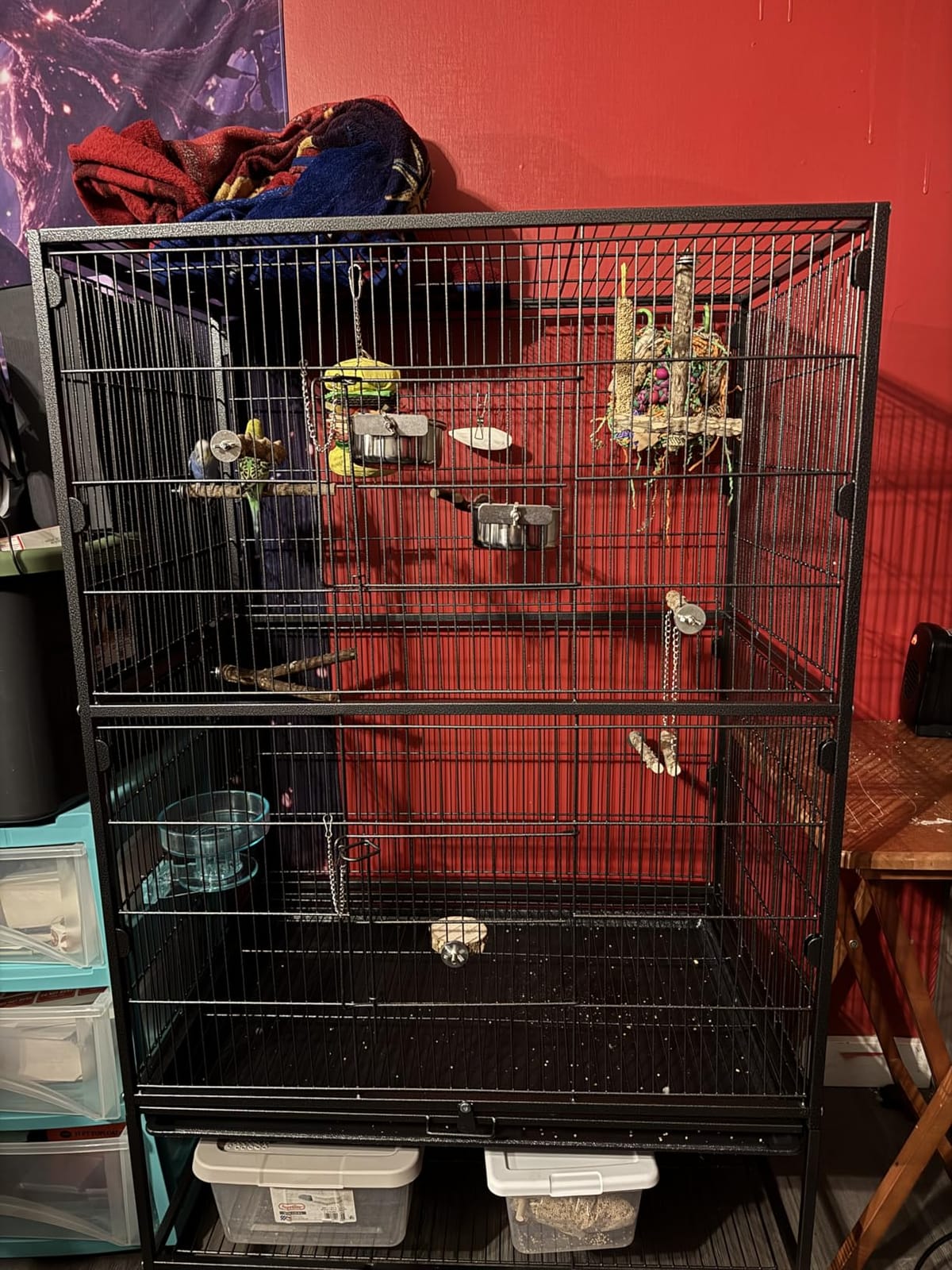 VEVOR Bird Cage, 31.5 x 20.5 x 52 inch, Flat Top, Wrought Iron Bird Flight Cage customer photo 1