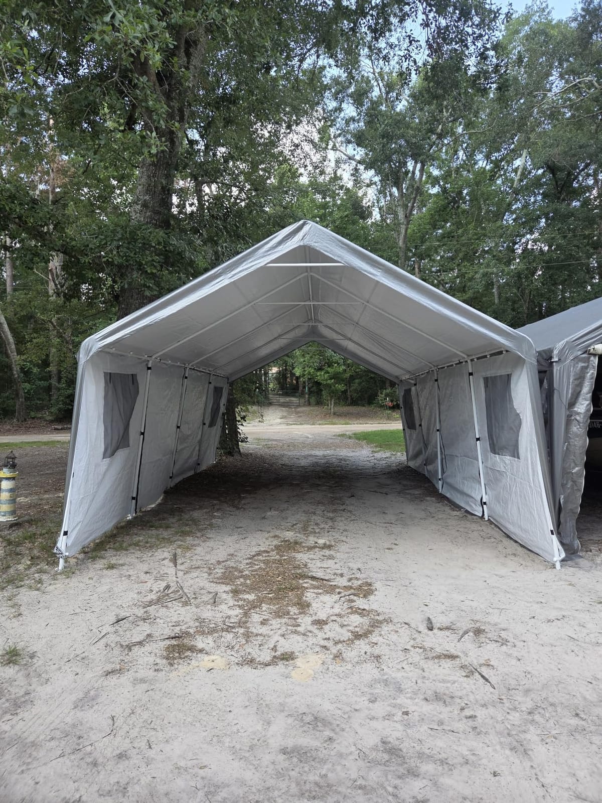 13x25 Heavy Duty Carport Canopy, Portable Garage with Mesh Windows | Enclosed 2 Car Carport with Side Doors, Drive Through Zipper Doors, Roll Up Windows, Portable Car Shelter, Solar LED Lights customer photo 2