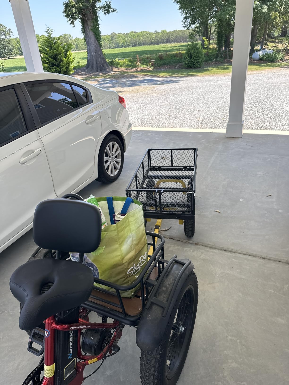 Sekey 7.7 Cu Ft Steel Garden Cart, 1400 lb Capacity, Towable Handle | Towable garden cart with 7.7 cu ft bed, removable sides, 2-in-1 handle and 13 in rubber tires for farm and construction. customer photo 1