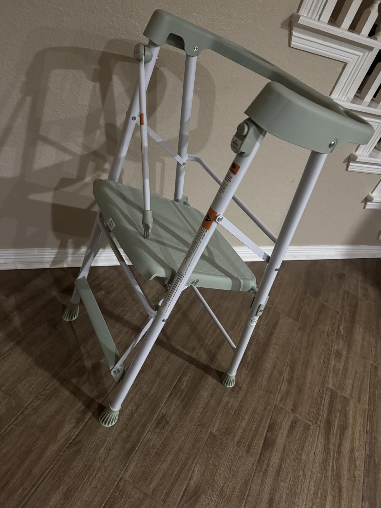 HBTower Kids 2 Steps Step Stool, Foldable Toddler Tower with Safety Railing, Sturdy Metal Frame, Anti-Slip Feet, Blue customer photo 2