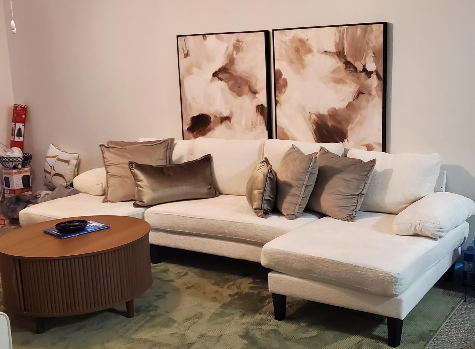 U-Shaped Sectional Couches for Living Room | 112 Inch Modern Sectional Couch | Warm White Chenille Sofa with Double Chaise for Apartment customer photo 2