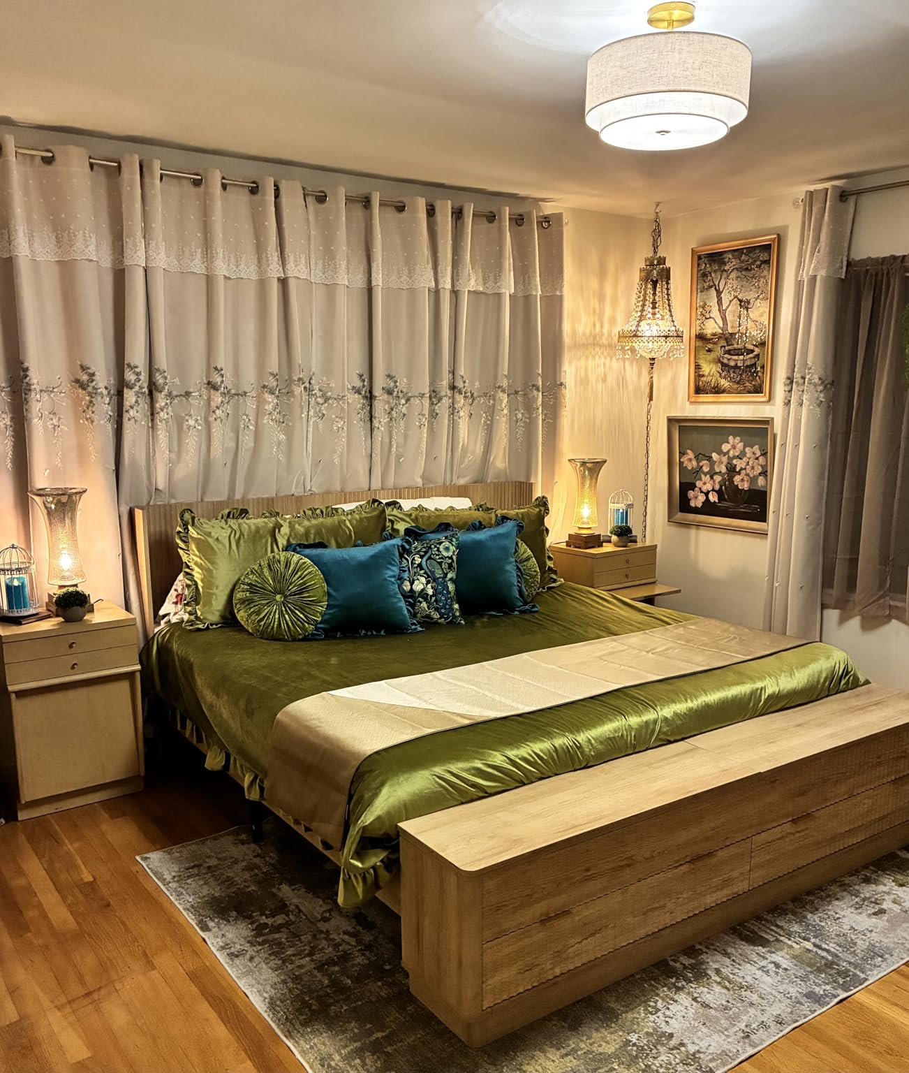 T4TREAM Fluted King Size Bed Frame with Headboard and Storage Bench | Wingback Design, Footboard Drawers and Compartments, Wood & Steel Platform Bed, Noise-free, No Box Spring Needed customer photo 1