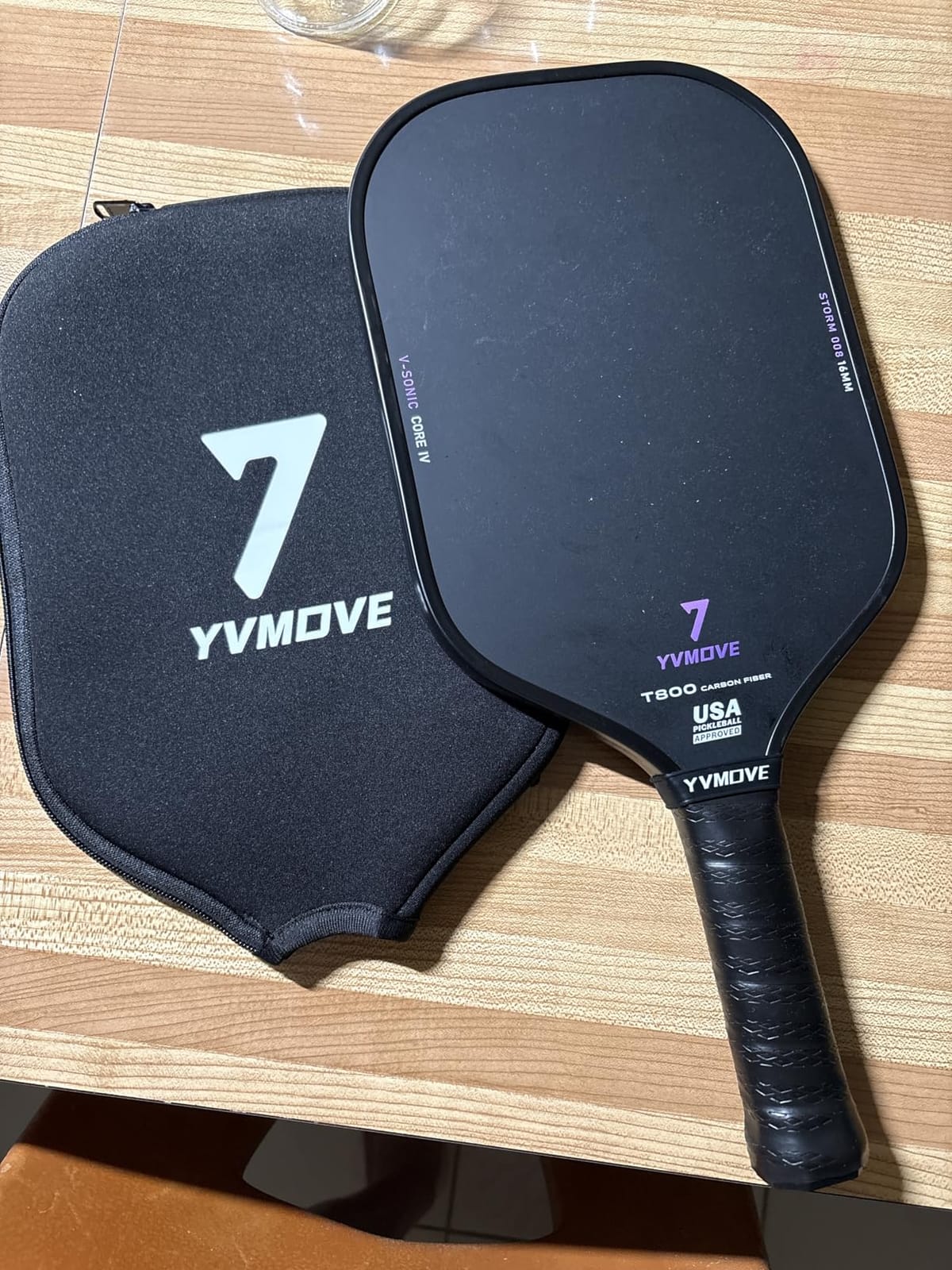 YVmove 16mm 18K T800 Carbon Fiber Pickleball Paddle, USAPA Approved | Raw Carbon Texture for Exceptional Spin, Enhanced Control & Precise Shot Placement with Thermoformed Uni-body Construction customer photo 1