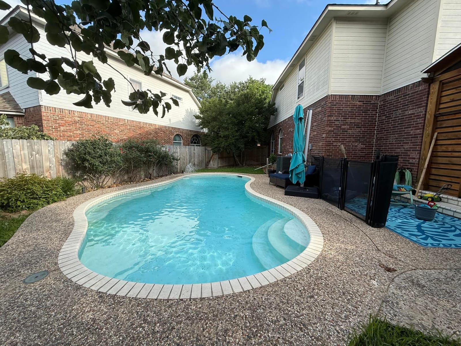 4x48FT Pool Fence, 350gsm Teslin Mesh Pool Safety Fence, Black | Durable Pool Fence With Stainless Steel Feet, Triple Stitching Craftsmanship, Protecting Children and Pets customer photo 1