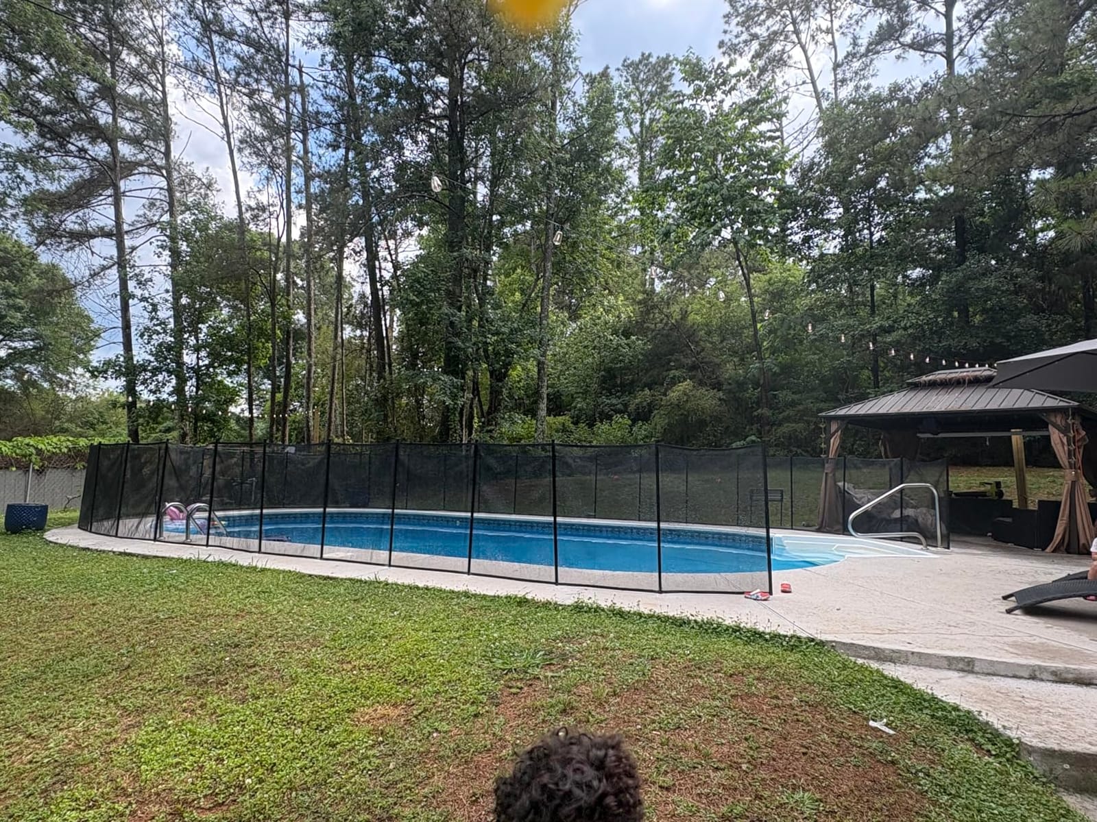 4x48FT Pool Fence, 350gsm Teslin Mesh Pool Safety Fence, Black | Durable Pool Fence With Stainless Steel Feet, Triple Stitching Craftsmanship, Protecting Children and Pets customer photo 2