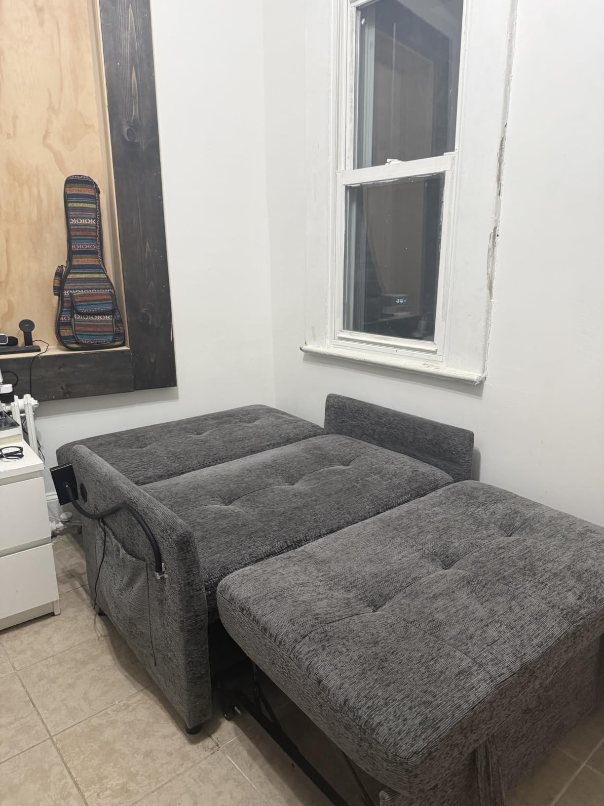 Loveseat Sleeper Sofa Convertible Sofa Bed, Pull out couch, Dark Grey | 3 in 1 couch bed with Phone Holder, Futon Sofa Bed with USB and Type-C Ports for Living Room, Adjustable Backrest customer photo 1