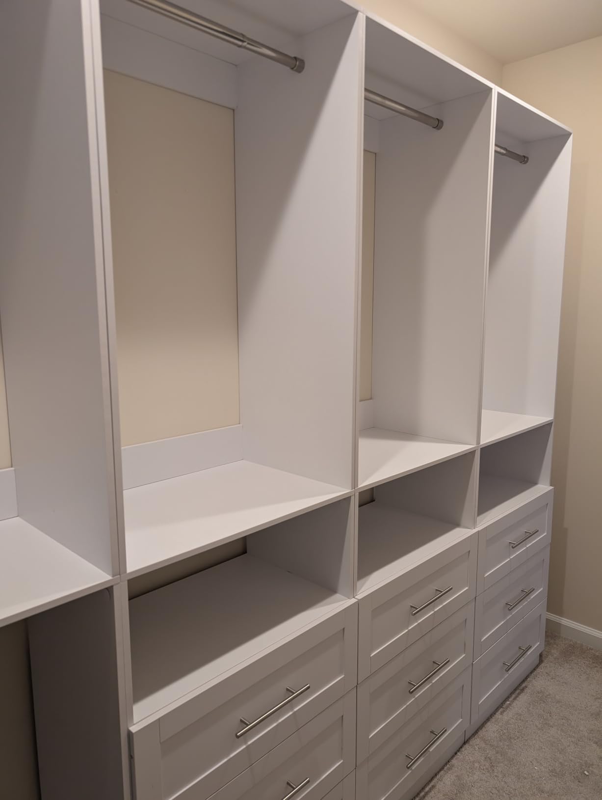 Closet System with 9 Drawers, Corner Closet Organizer Systems with 9 Shelves & 9 Hanging Rods L-Shaped Walk in Closet Freestanding Corner Tower Modular Storage System 4 Sets 2800+ Lbs Capacity White customer photo 1