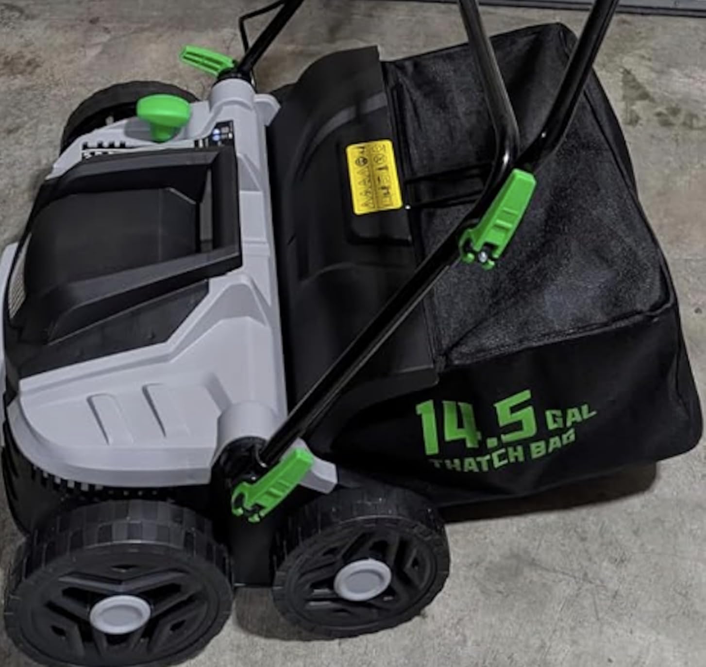 TIECTOWN 16-Inch 15.5 Amp 2-in-1 Electric Dethatcher and Scarifier with 14.5-Gallon Collection Bag, Lawn Dethatcher with 5-Position Depth Adjustment, Blade Replacement Without Tool - Orange customer photo 1