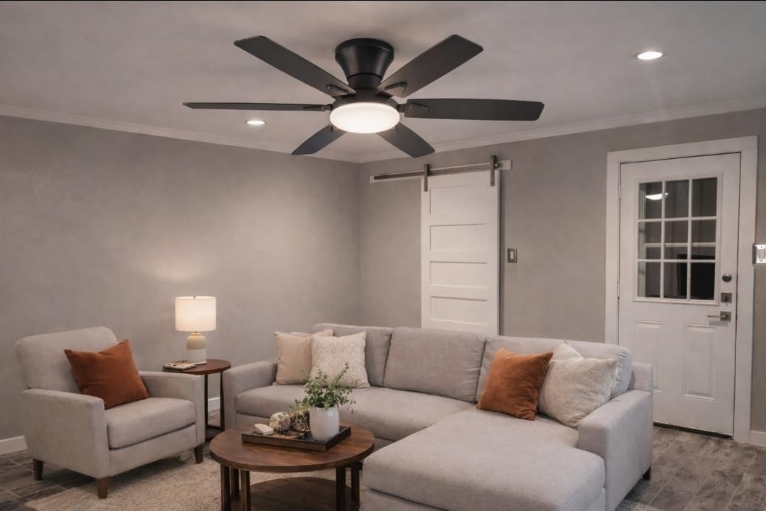 Fanbulous 52 Inch Flush Mount Ceiling Fans with Light, Remote & APP Control | 6-Blade Gentle Breeze,Quiet DC Motor, 3CCT,Dimmable,Memory Function,Reversible, Damp-Rated, Living Room,Bedroom,Covered Patio customer photo 1