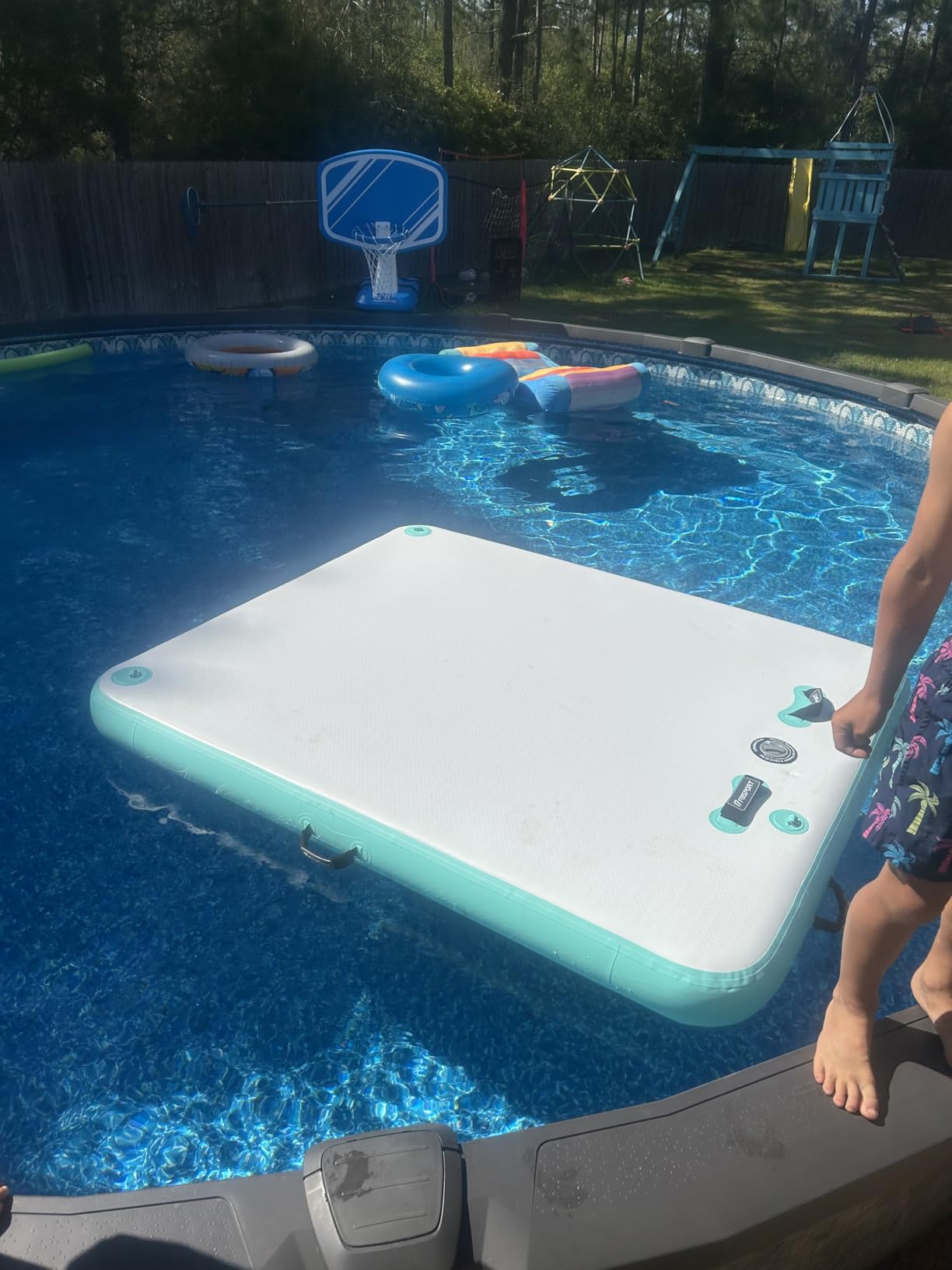FBSPORT Inflatable Floating Dock Lake Floats for Adults, Floating Docks Platform Island Raft, Non-Slip Inflatable Water Dock Mat for Pool Beach Ocean 10ft 8ft 6ft customer photo 1