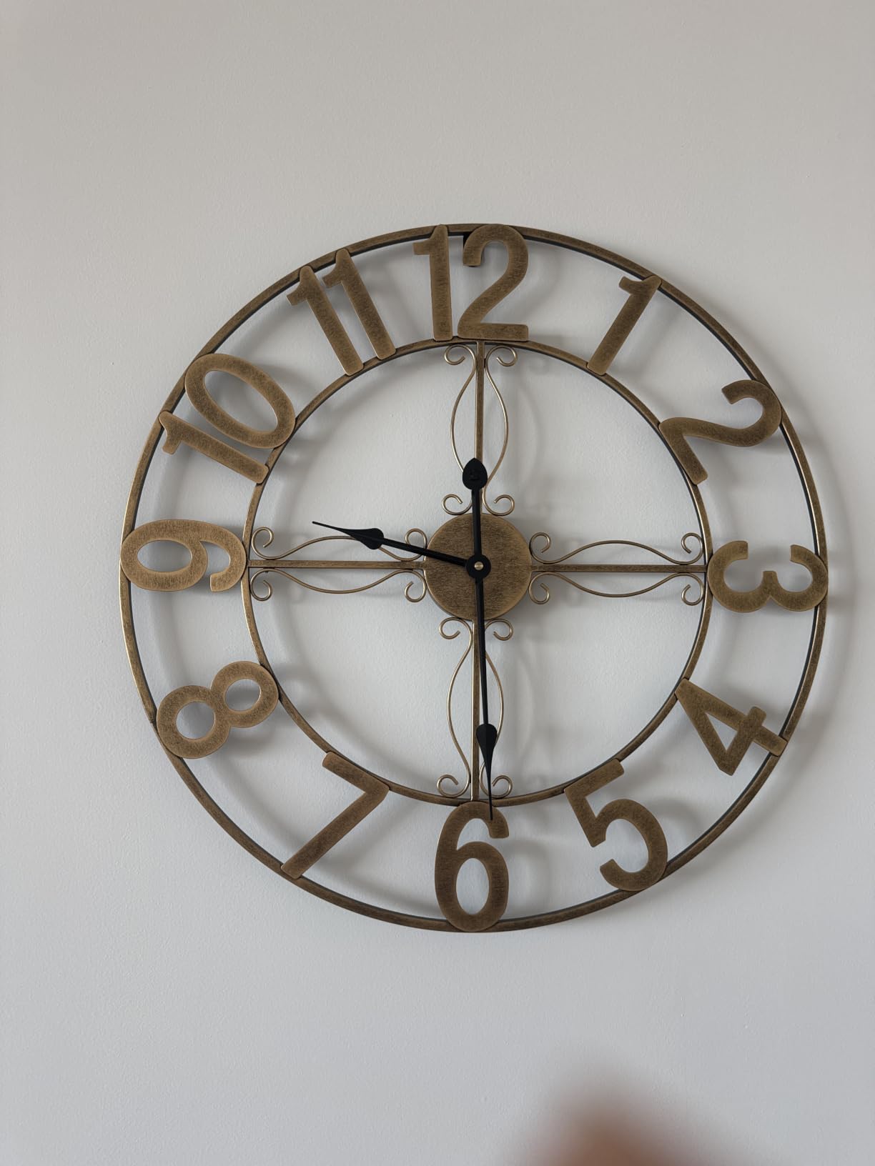 Cuspin 24 Inch Wall Clock Modern Walnut Marble Dial Large Decorative Clock, Battery operated clocks for living room decor, Silent non ticking, Easy to read, Kitchen bedroom office wall mounting customer photo 1