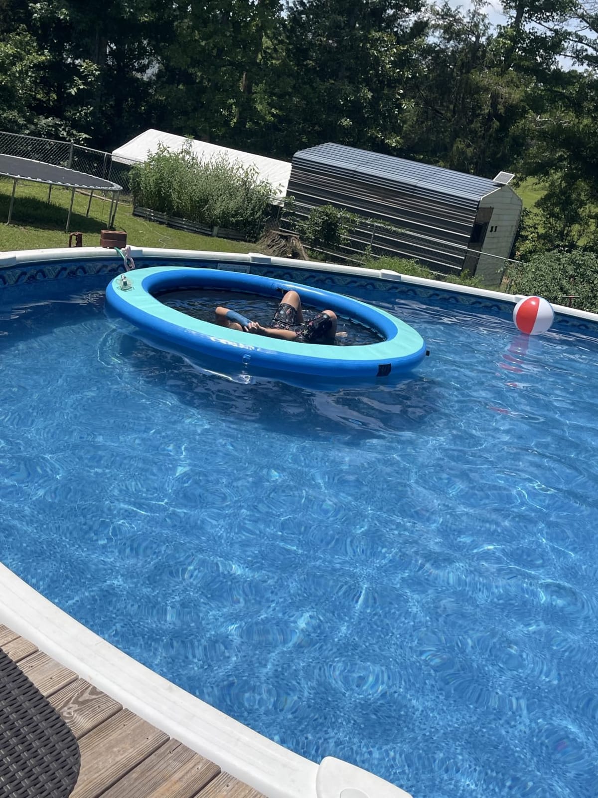 SPECRAFT 8 FT Round Inflatable Water Hammock for Adults - Floating Dock with Mesh Center and Storage Pocket, Tanning Pool Raft Platform for Lake, Beach and Pool Parties customer photo 1