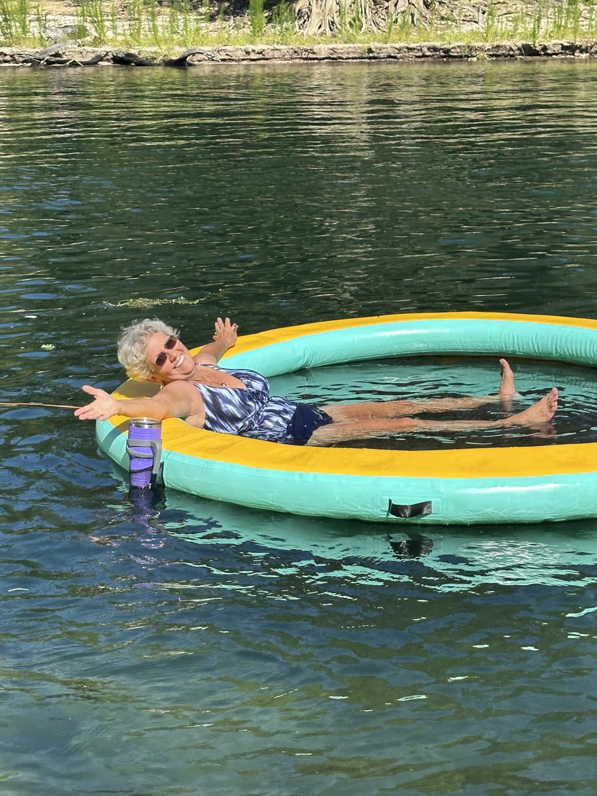 SPECRAFT 8 FT Round Inflatable Water Hammock for Adults - Floating Dock with Mesh Center and Storage Pocket, Tanning Pool Raft Platform for Lake, Beach and Pool Parties customer photo 2