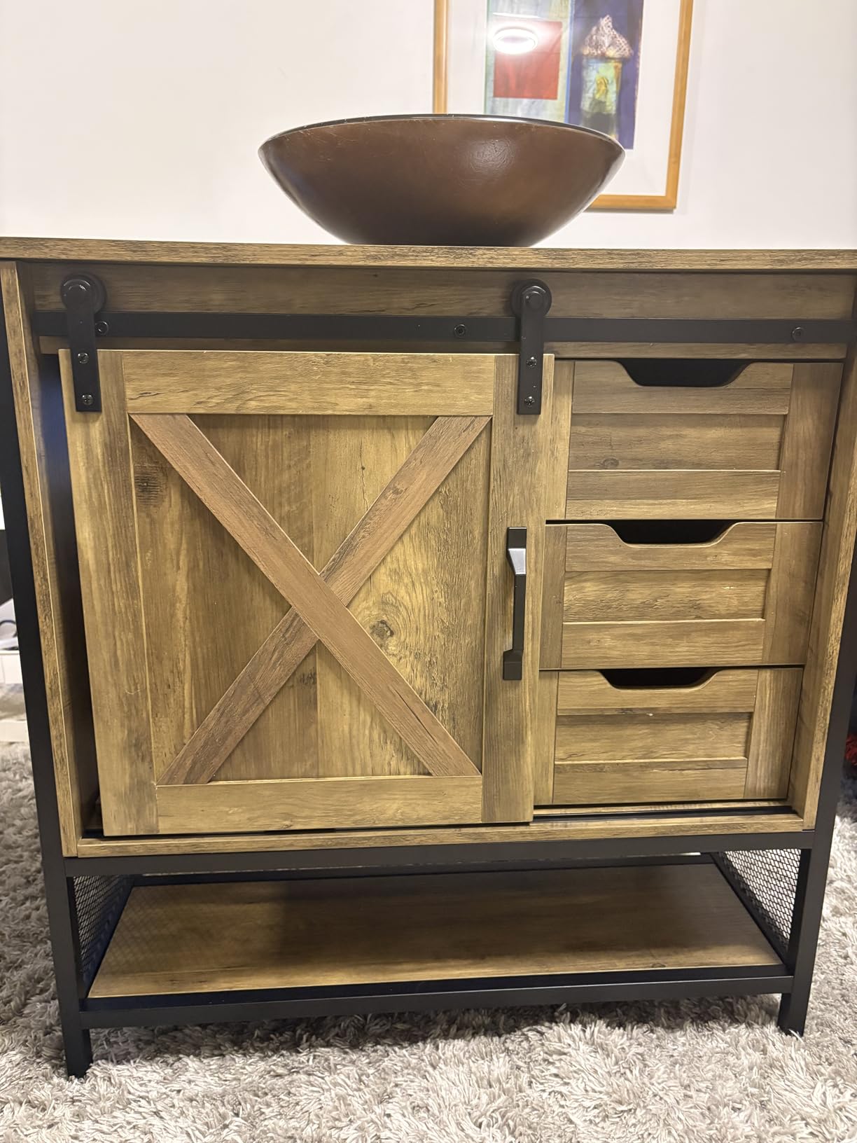 Concho 30'' Farmhouse Bathroom Vanity with Vessel Sink Rustic Brown customer photo 1