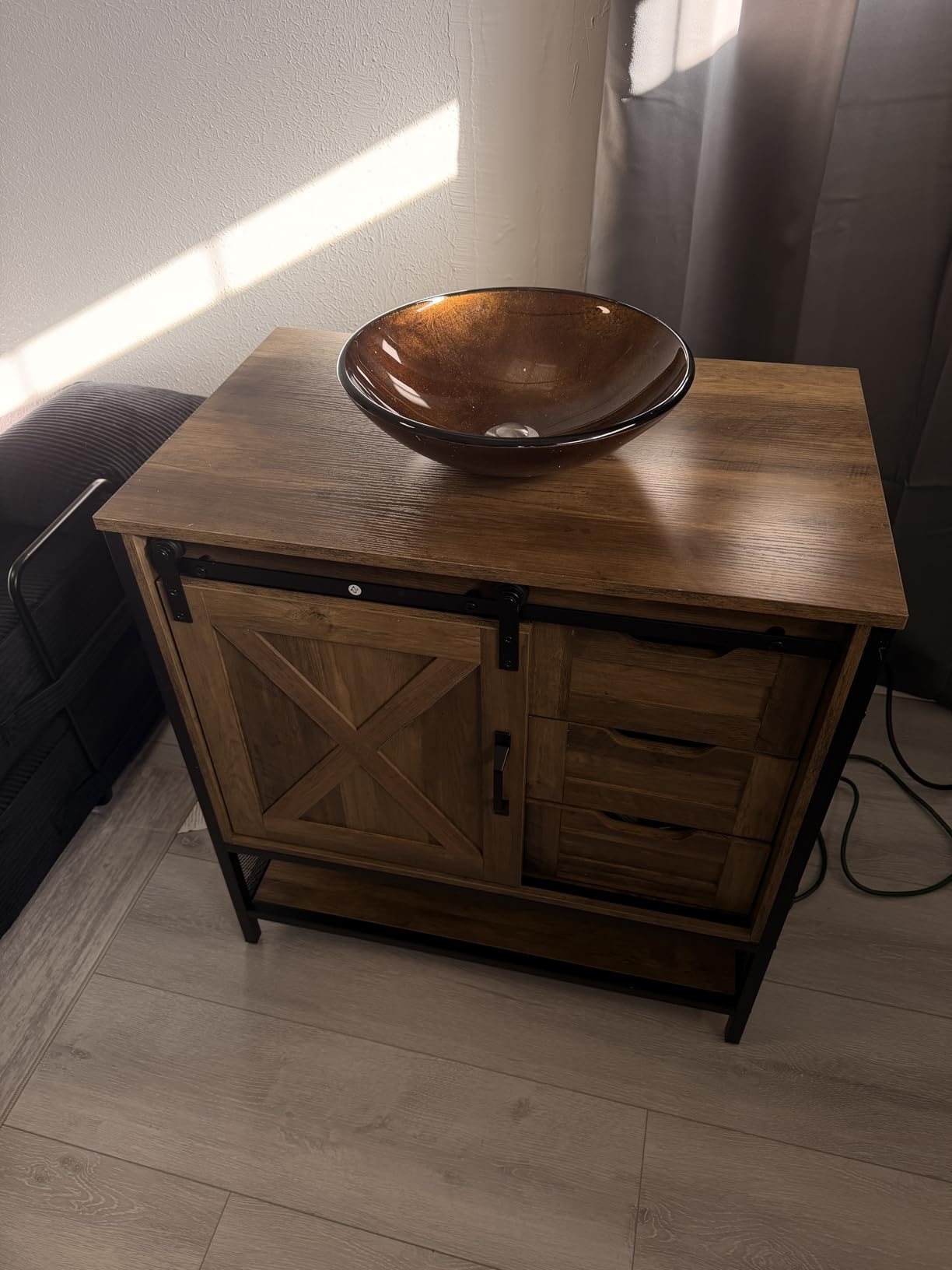 Concho 30'' Farmhouse Bathroom Vanity with Vessel Sink Rustic Brown customer photo 2