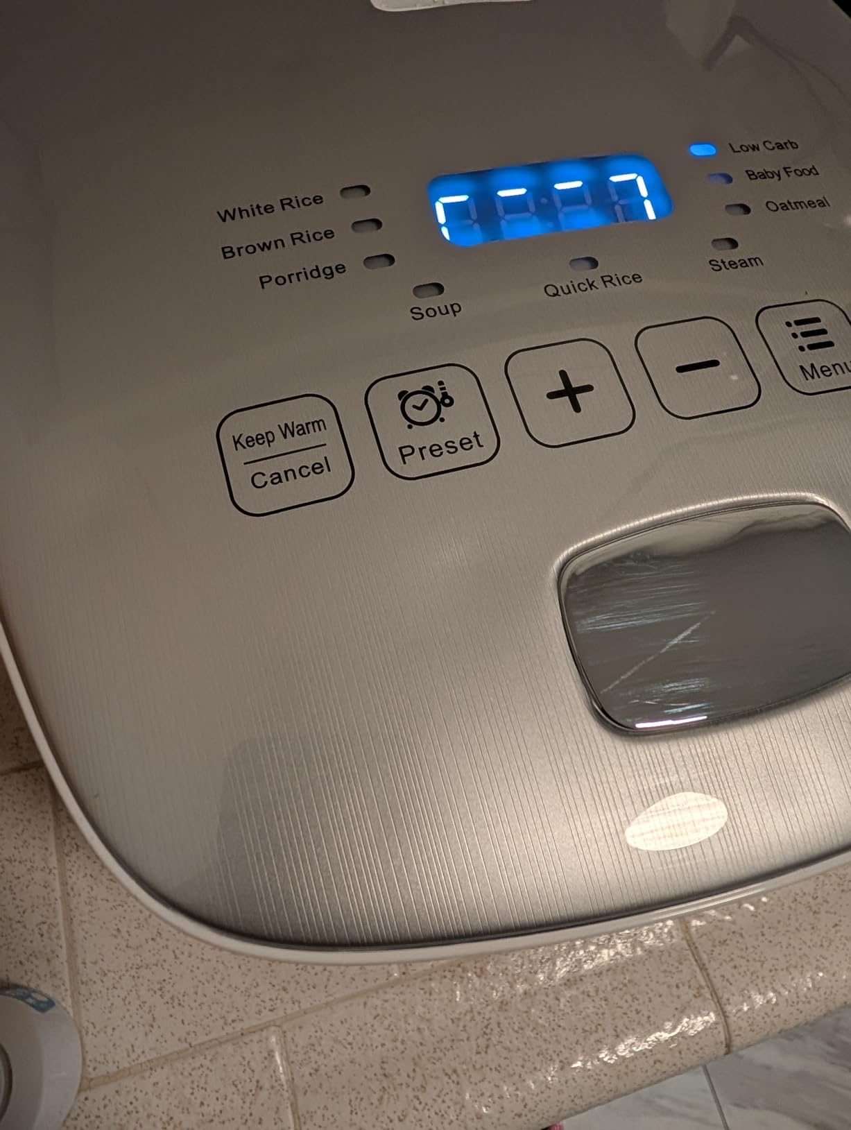 Novaspark Low Carb Rice Cooker Stainless Steel Inner Pot, Mini Stainless Steel Rice Cooker Small 5 Cup, LED Display Low Sugar Rice Maker, 24H Timer and Auto Keep Warm, White Rice/Porridge/Oatmeal customer photo 1