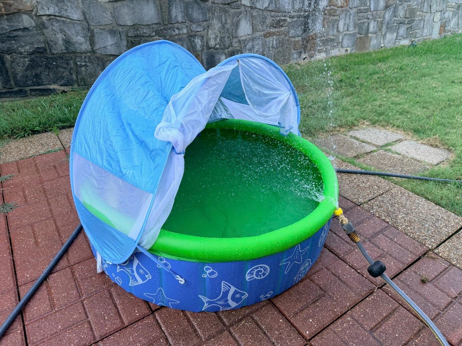Kids Pool for Toddler, 47in Foldable Kiddie Pool with Canopy & Sprayer | Portable Baby Toddler Pool for Indoor Outdoor, Quick Setup No Tools, Easy Drain Non-Slip Splash Pool for Backyard & Travel customer photo 1