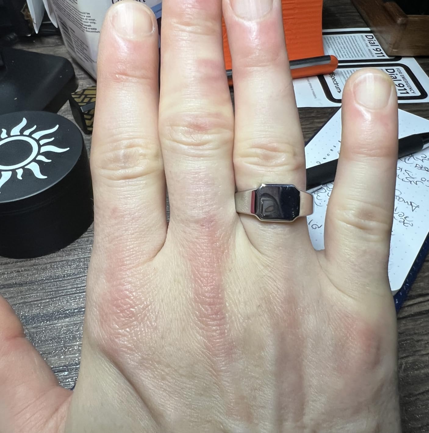 Forge & Foundry Plain Signet Men's Signet Ring - Polished Stainless Steel | Design-Led Artisan Jewellery from London | 18k Gold-Plated Stainless Steel, Classic Minimalist Ring for Men | Mens jewellery customer photo 1