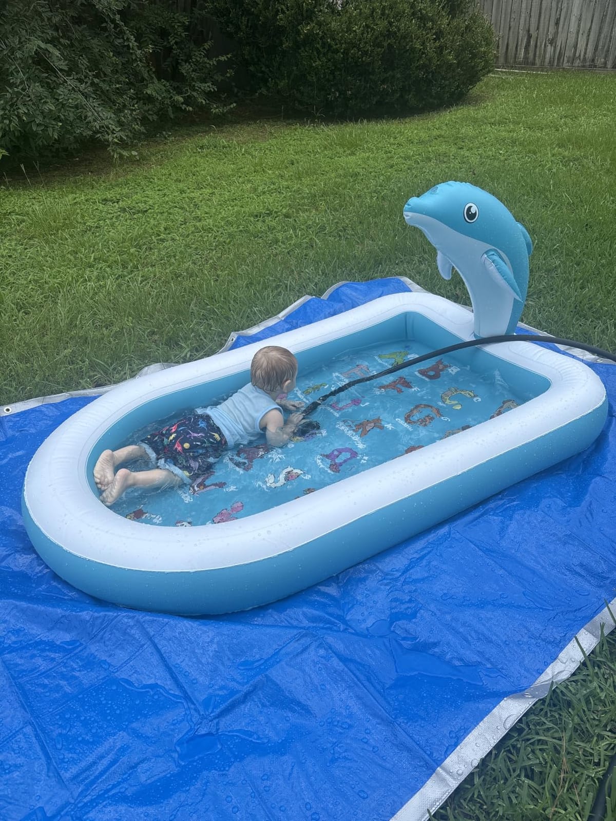 Splash Pads for Toddlers 1-3, Dolphin Toy Sprinkler for Kids, Outdoor Play Mat for Babies, 68