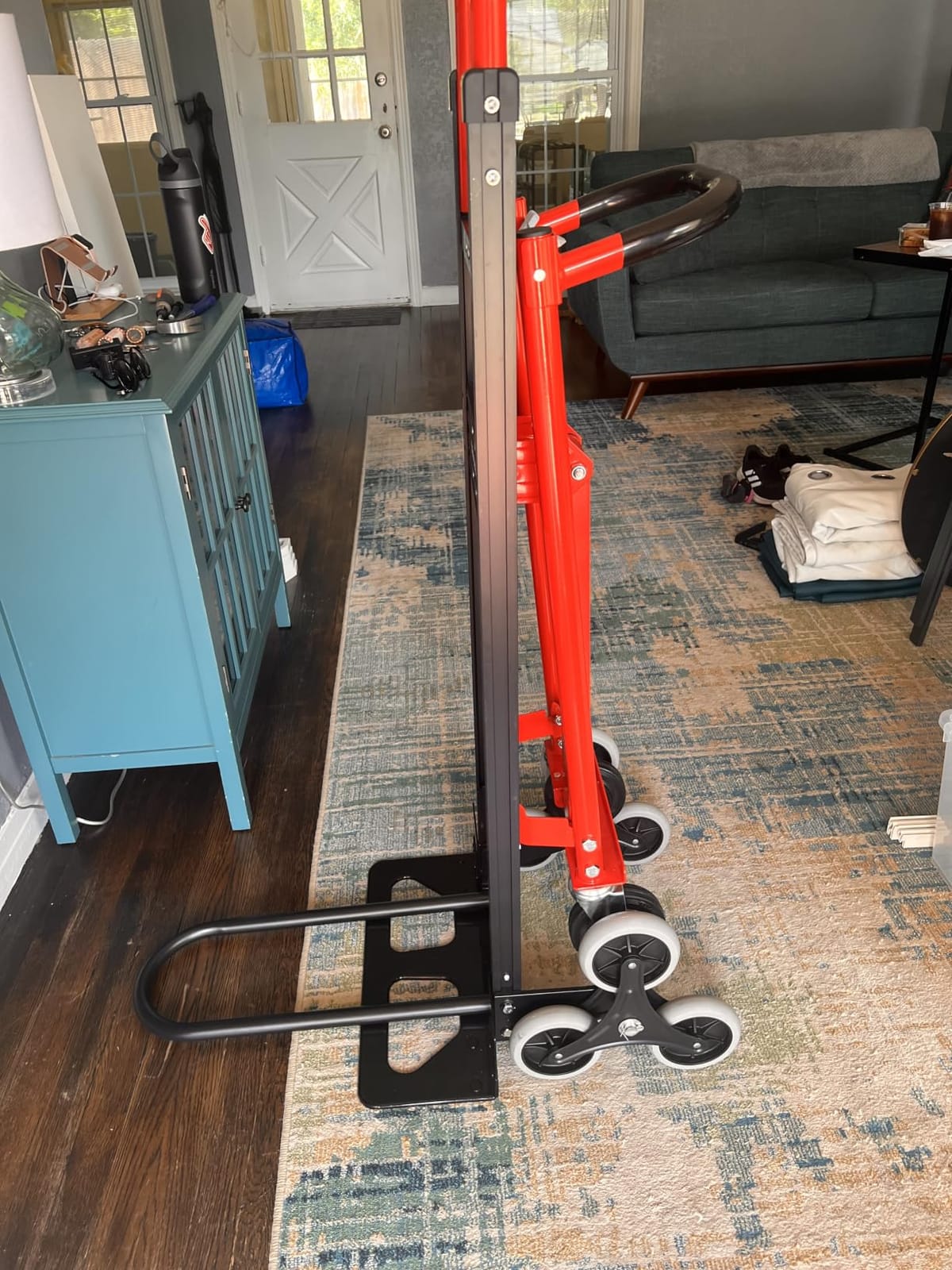 Heavy Duty 1000LBS Stair Climbing Dolly, 3 in 1 Convertible Hand Truck, Folding Hand Truck Dolly Cart with Solid Wheels for Moving/Travel/Office (Red) customer photo 1