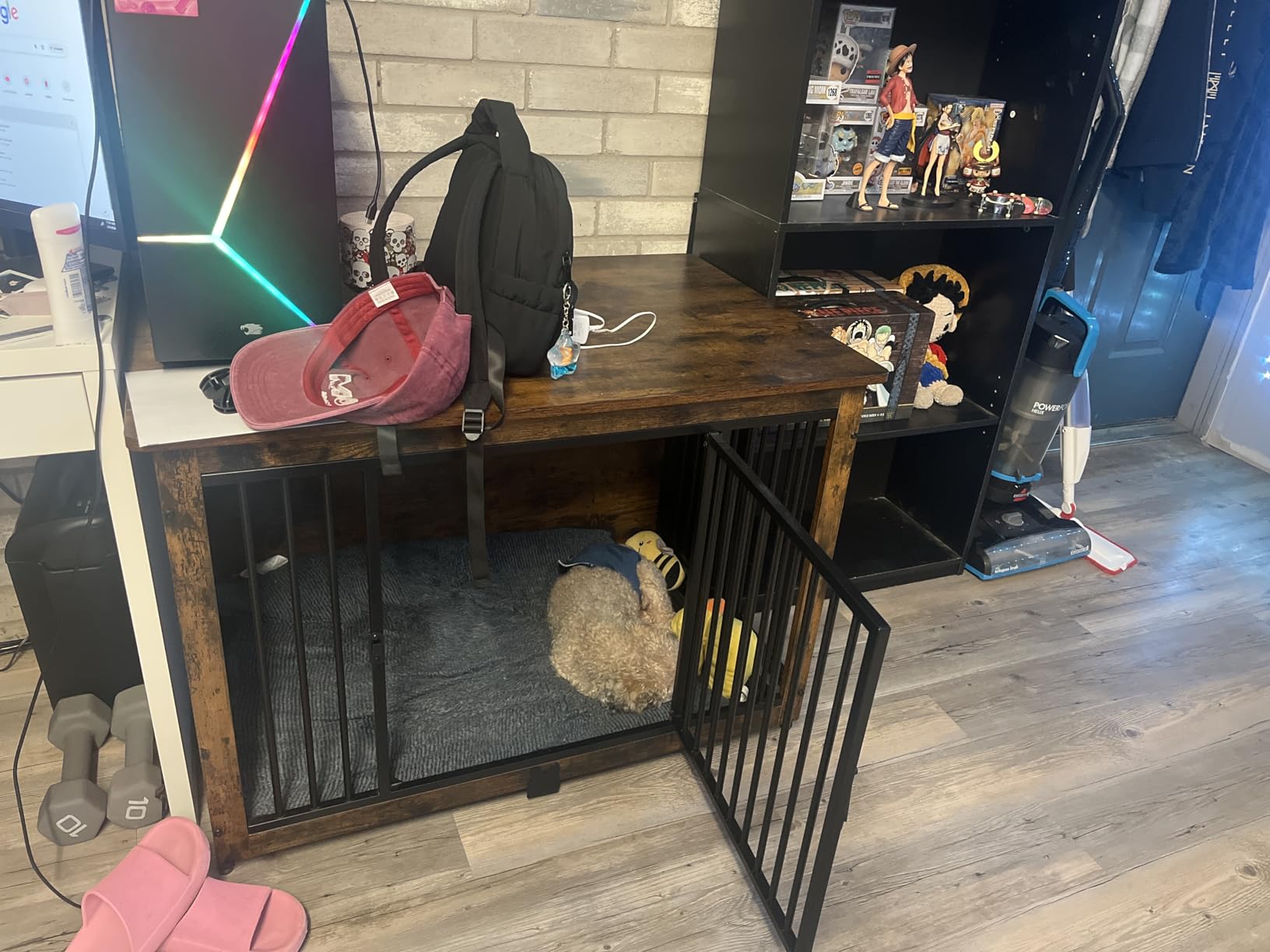 Feandrea Wooden Dog Crate Furniture, 48 Inches Heavy-Duty Kennel for Dogs up to 110 lb, with Double Doors and Enclosed Wood Base, Modern Pet Cage End Table Indoor, Rustic Brown customer photo 2