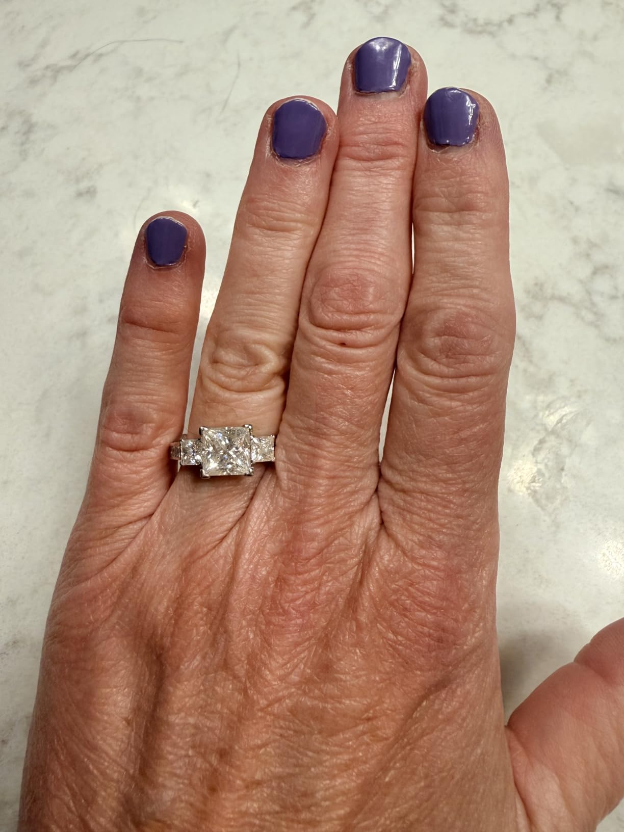 3 Stone Moissanite Engagement Rings for Women, Wedding Promise Ring customer photo 1