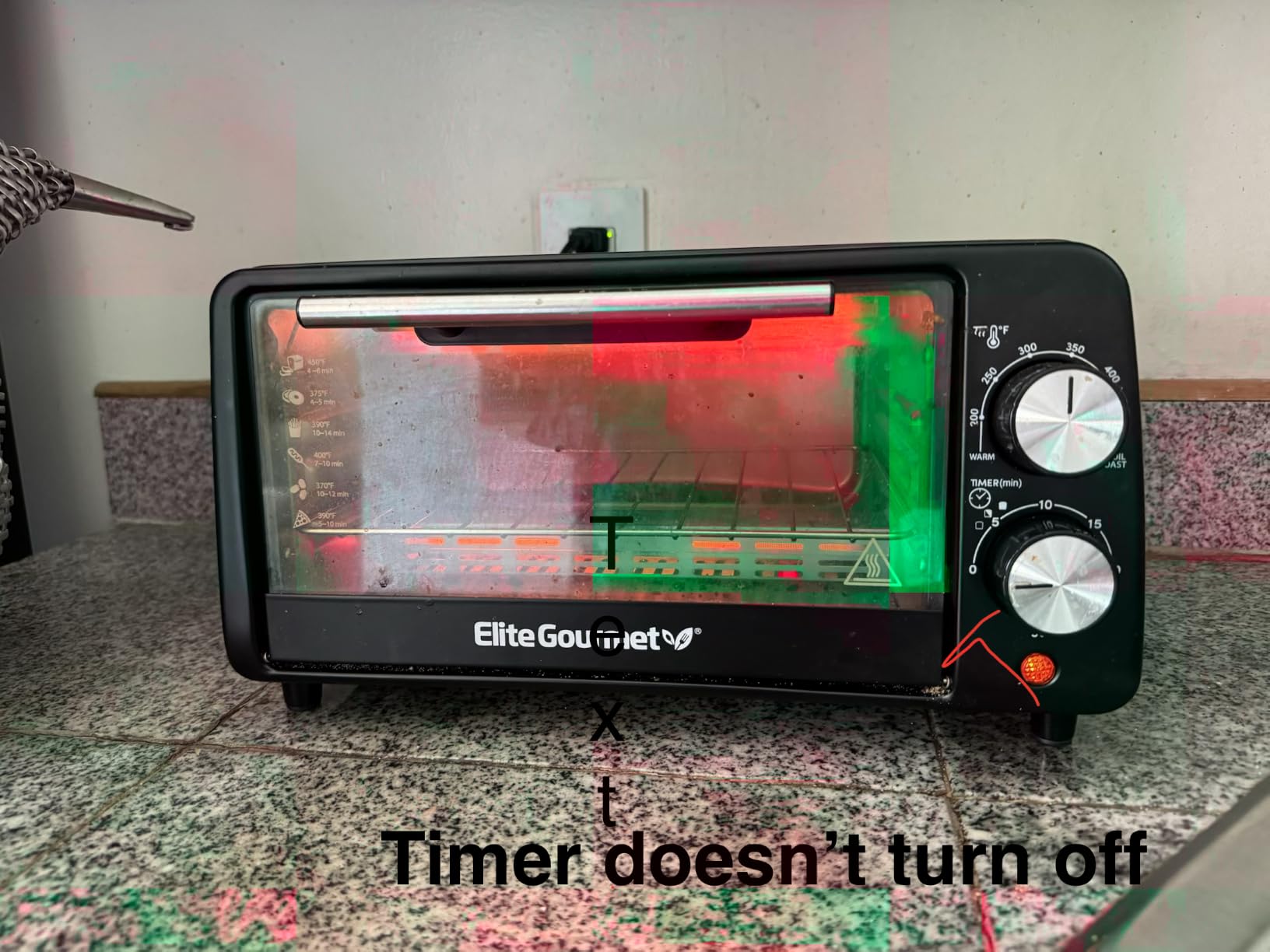 Elite Gourmet ETO449X Toaster Oven, 9.5Qt/4-Slice, 800W Quartz, Black | Fits 8