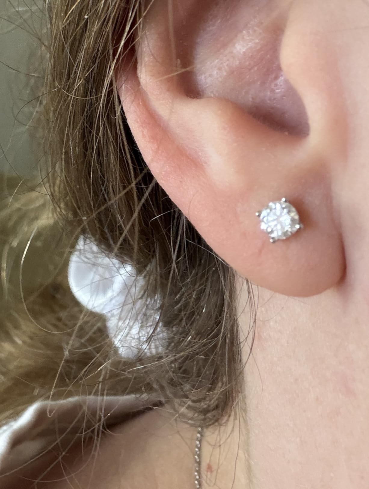 SHOWNII Diamond Earrings for Women Certified LAB GROWN Studs Earring 0.5CT 1CT 14K Gold Plated S925 Sterling Silver 4-Prong Screw Back Round Cut (I-J Color, S1-VS2 Clarity) customer photo 2