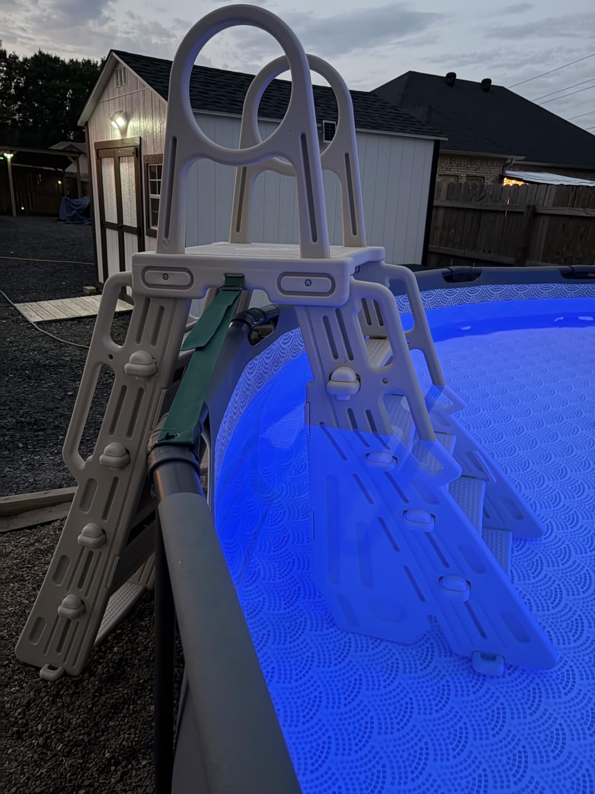 Pool Ladder Above Ground Swimming Safety A Frame Pool Ladder with Platform and Safety Barrier for 48-52 inches Pool customer photo 2