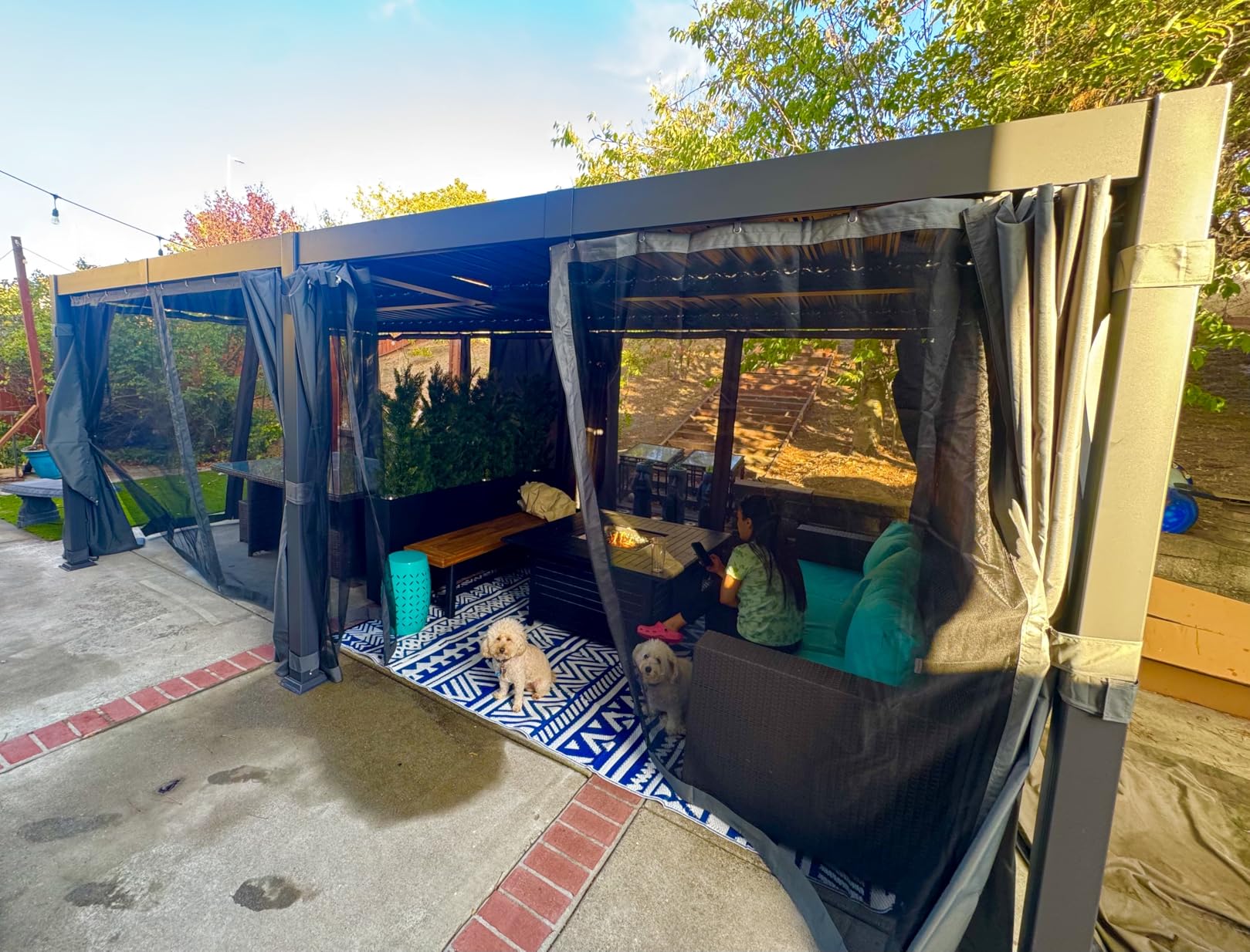 AirWire 10x12 FT Louvered Pergola Dark Gray | Metal Gazebo with 2 Independent Adjustable Roof and Drainage System for Patio, Deck, Garden customer photo 2