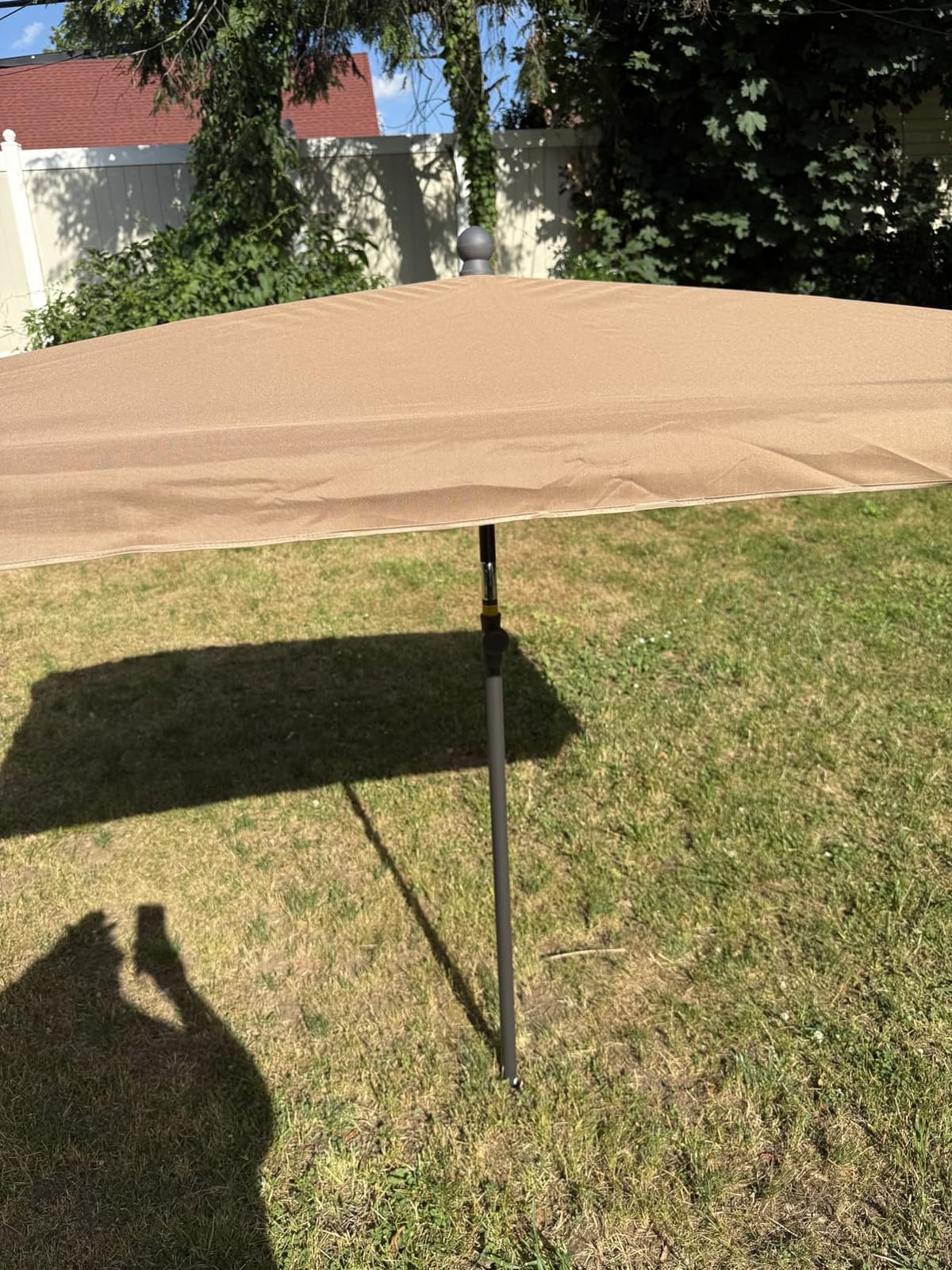 Tangkula 6.5 x 4.3 FT Rectangular Patio Umbrella, Portable Outdoor Market Table Umbrella with Push Button Tilt for Balcony Garden Backyard Deck Pool (Beige) customer photo 2