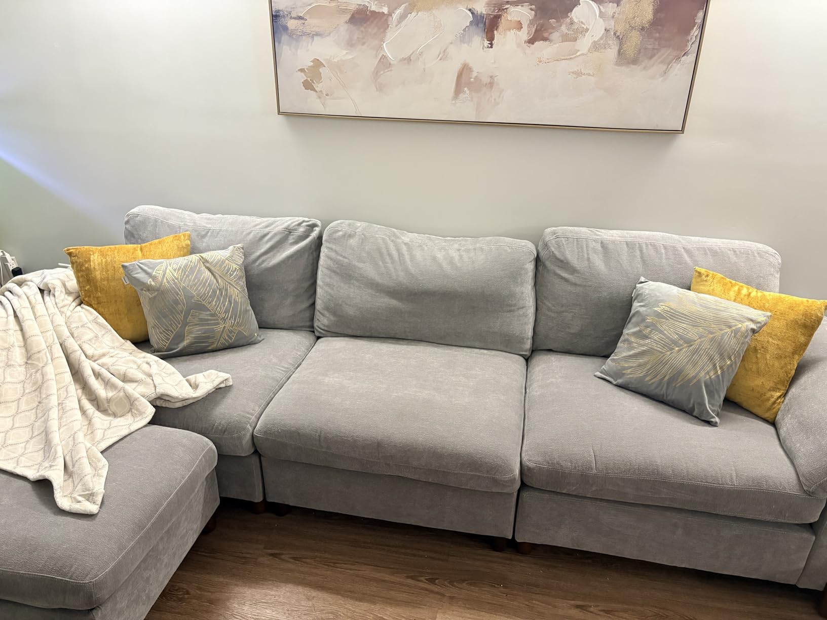 Cloud Couch Sectional, 3 Seater Sofa Couch, Faux Leather in White - Pet-Friendly Scratch-Resistant Leather Sectional Sofas for Living Room, Deep Seat Wide Couch customer photo 1