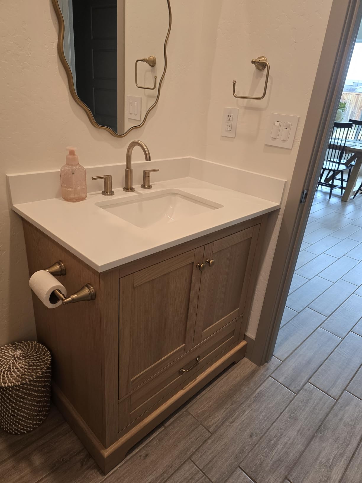 84-Inch Bathroom Vanity with Double Sinks, Bathroom Freestanding Vanity W/4 Soft-Close Doors and 14 Drawers, White Vanity W/Brushed Nickel Handles customer photo 1