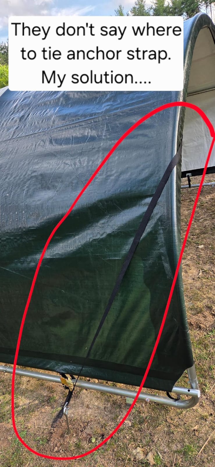 Polar Aurora 12'x12' Corral Shelter, Heavy Duty Round Style Canopy, Waterproof and UV Treated Canvas Cover, Easy Assembly Stable and Agricultural Storage and Shade Shed Kit for Livestock, Green customer photo 2