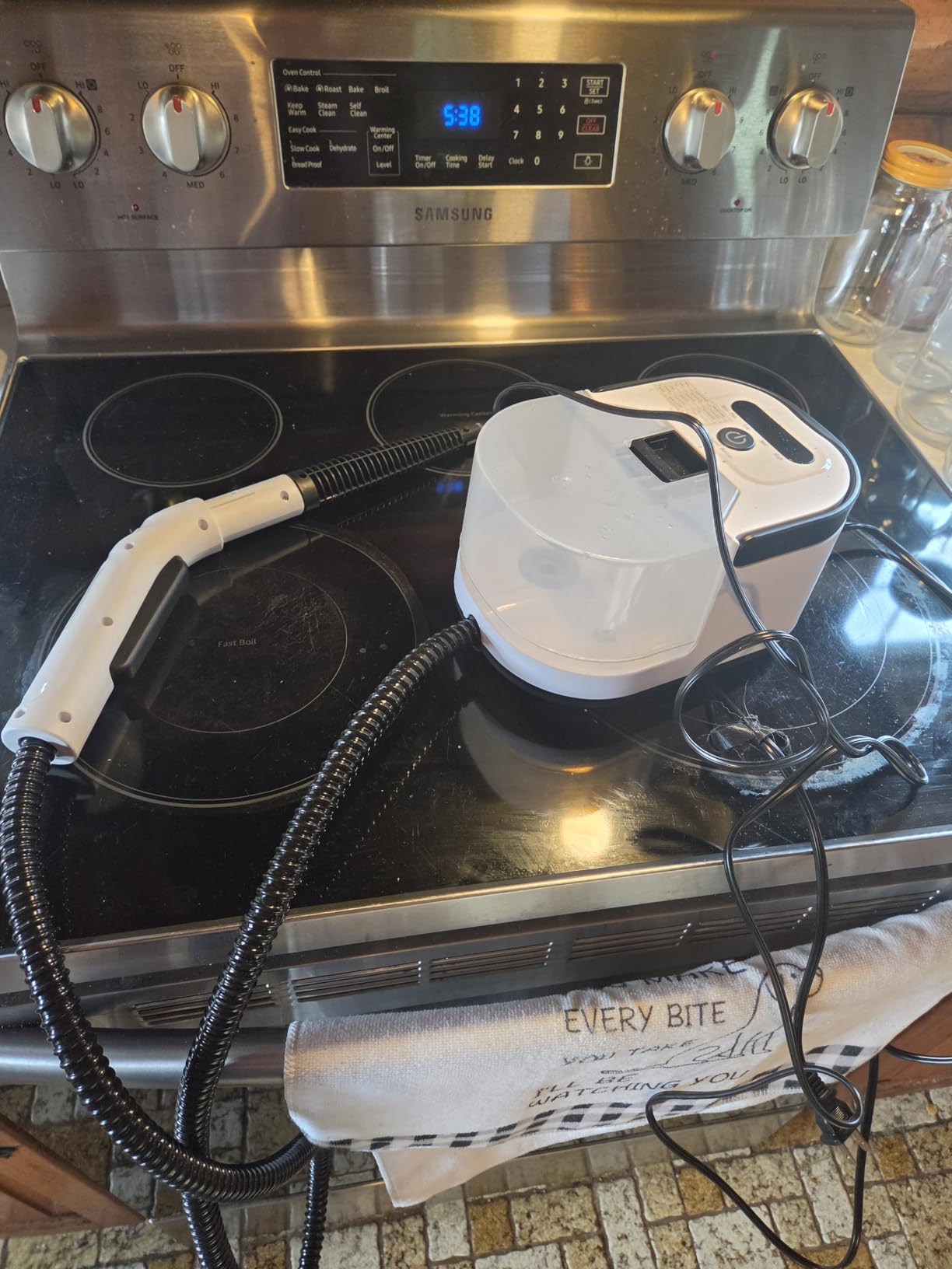 Handheld Steam Cleaner, Portable Deep Cleaning Steamer for Multi-Surface | 1500ml Water Tank, 15s Heat-Up, 3-Level Adjustable Steam for Cleaning Kitchen, Bathroom, Furniture, Windows, BBQ, Car, White customer photo 1
