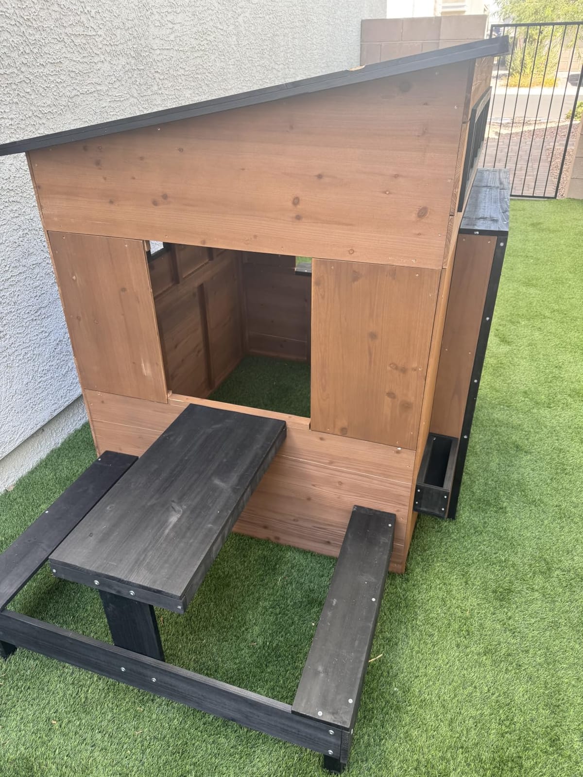 Aoxun Kids Outdoor Playhouse Backyard Cottage Play House for Kids Ages 3-8 | Wood Playset with Play Kitchen,Doorbell ,Snack Bar,Pet Door,Blackboards,Flowerpots,Cottage Pretend Playground for Toddler customer photo 1