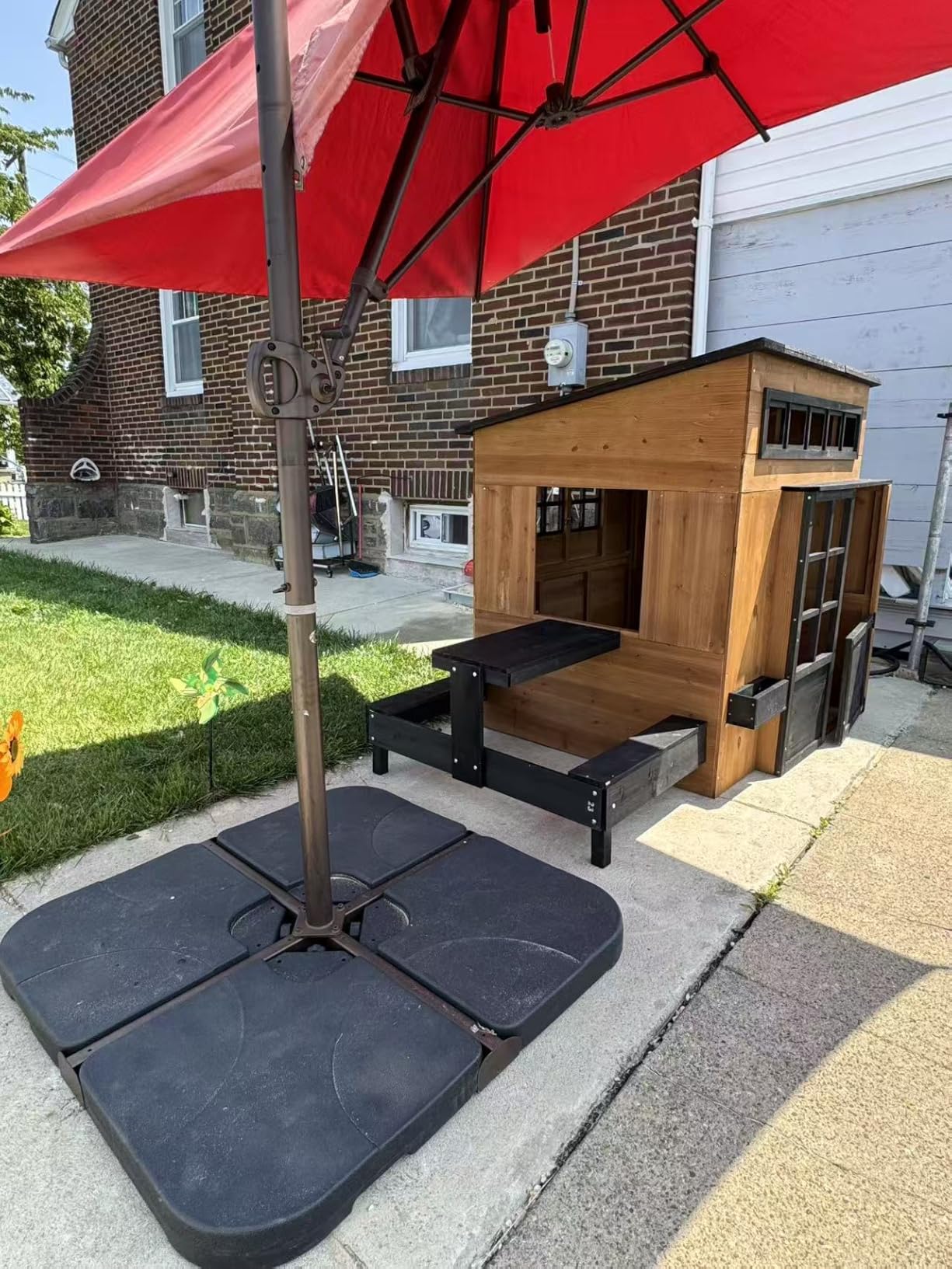 Aoxun Kids Outdoor Playhouse Backyard Cottage Play House for Kids Ages 3-8 | Wood Playset with Play Kitchen,Doorbell ,Snack Bar,Pet Door,Blackboards,Flowerpots,Cottage Pretend Playground for Toddler customer photo 2