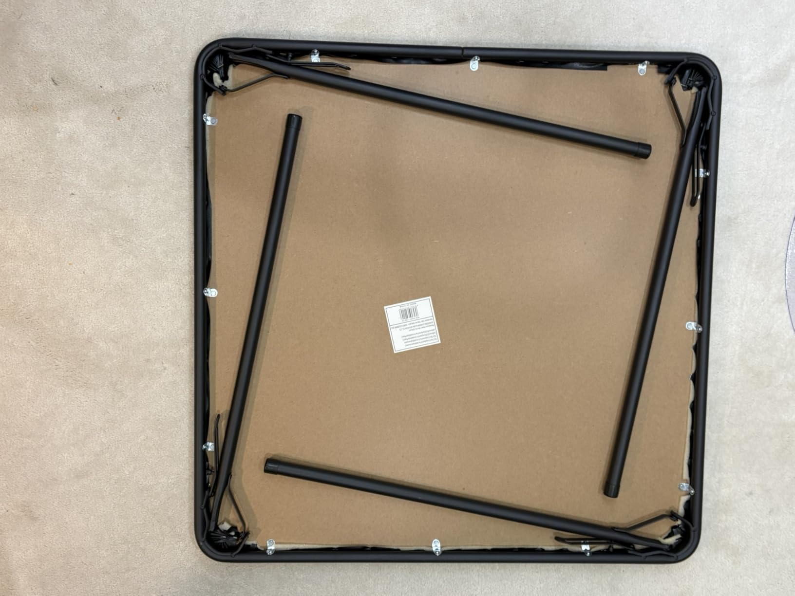 34 Inch Folding Table Foldable Portable Table, Square Folding Card Table for Poker Games, Camping, Picnic, Metal Construction with PU Soft Padded Tabletop, Space Saving Storage, Black customer photo 2