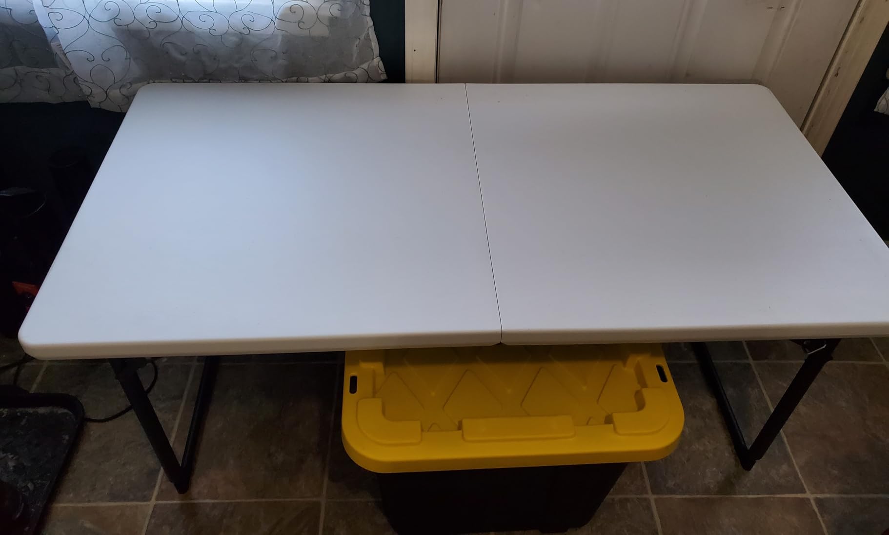 36 Inch Folding Card Table, Heavy Duty Square Folding Game Table with Carrying Handle, Fold-in-Half Portable Utility Table, No Assembly, Indoor Outdoor for Party, Camping, RV Travel customer photo 1