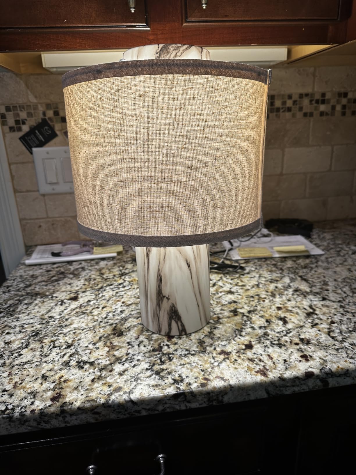Marble Touch Lamp with Faux Marble Finish, 3-Way Dimmable Bedside Table Lamp for Bedroom, Nightstand & Living Room, Office, LED Bulb Included customer photo 1