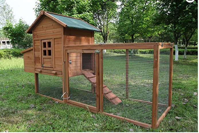 Large Chicken Coop with Wheels, Waterproof Outdoor Hen House for 6-8 Chickens, Movable Chicken House with Two Nesting Box, Removable Tray, PVC Cover, Wooden Duck Coop Rabbit Hutch(Black) customer photo 1