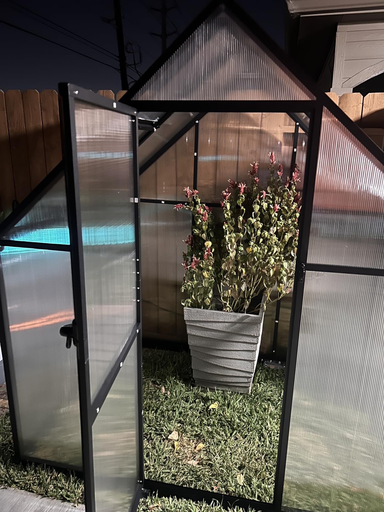 10x12 FT Greenhouse with Hygrometer, Windproof UV Protection Green Houses | Heavy Duty Aluminum Frame Polycarbonate Greenhouses with Double Doors Drainage Channel Roof Vent for Backyard or Garden Use customer photo 1